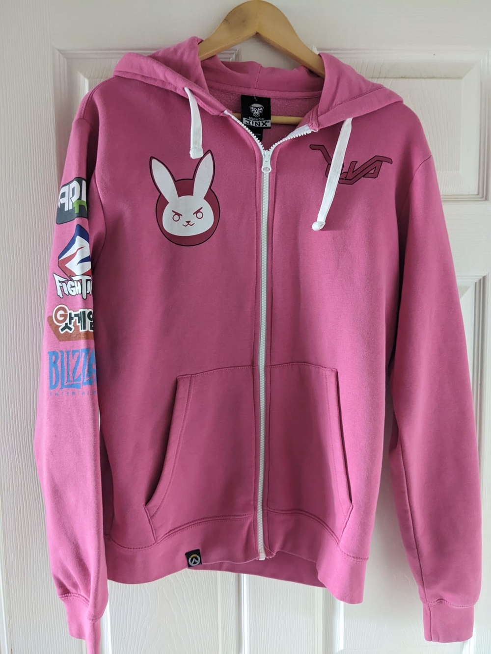 Men's Or unisex J!NX Overwatch D.Va Ultimate Pink Full-Zip Hoodie Size M